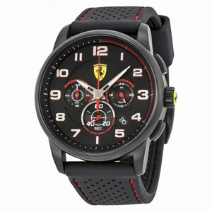 Ferrari Scuderia Heritage Chronograph Black Dial Black Silicone Men's Watch 830063