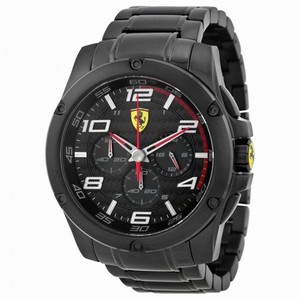 Ferrari Scuderia Paddock Chronograph Black Dial Black Ion-plated Men's Watch 830033