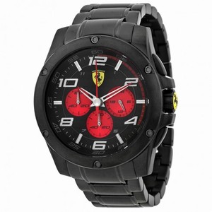 Ferrari Scuderia Paddock Chronograph Black Dial Black Ion-plated Men's Watch 830037