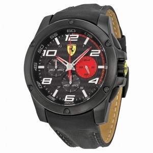 Ferrari Scuderia Paddock Chronograph Black Dial Black Leather Men's Watch 830030