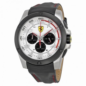 Ferrari Scuderia Paddock Chronograph White Dial Black Leather Men's Watch 830031