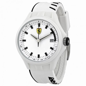 Ferrari Scuderia Pit Crew White Dial White Silicone Men's Watch 830124
