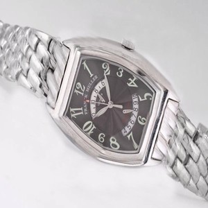 Franck Muller Cintree Curvex Chronograph 8005 Silver Stainless Steel Strap Black Dial Watch