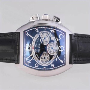Franck Muller Cintree Curvex Chronograph 8880 CC AT 5N Blue Dial Black Ostrich Leather Strap Watch