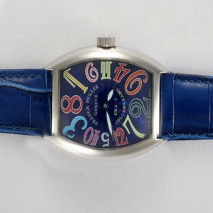 Franck Muller Cintree Curvex Crazy Hours 5850 SC CODR Rectangle Stainless Steel Case Blue Dial Watch