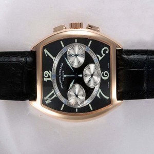 Franck Muller Cintree Curvex Master Calendar 8880 CC MC AT Black Dial Rectangle Rose Gold Case Watch