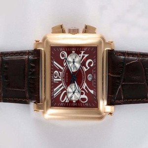 Franck Muller Conquistador Cortez 10000-CC 41x41mm Brown Dial Brown Ostrich Leather Strap Watch