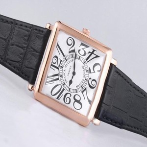 Franck Muller Conquistador Line 10000-CC-L Square Rose Gold Case White Dial Watch