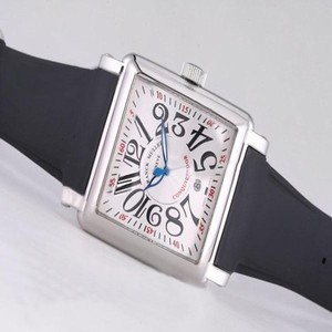 Franck Muller Conquistador Line 10000-CC-SC Mens Black Rubber Strap Square Watch
