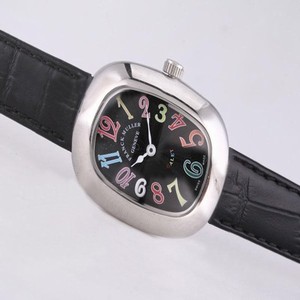 Franck Muller Long Island 1000-SC Black Dial 25x34mm Black Ostrich Leather Strap Watch