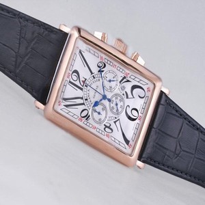 Franck Muller Long Island 1200 CC AT Quartz Chronograph Rectangle White Dial Watch