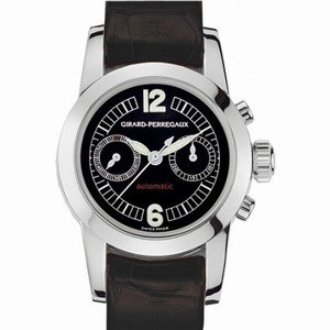 Girard Perragaux Collection Lady 18kt White Gold Black Leather Ladies Watch 80450.0.53.6056