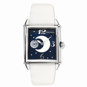 Girard Perregaux Vintage 1945 Diamond Stainless Steel White Leather Ladies Watch 25932-0-11-409