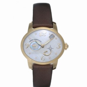 Girard Perregaux Cats Eye Diamond 18kt Yellow Gold Brown Satin Ladies Watch 80480-51-761-JKBD
