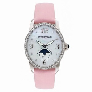 Girard Perregaux Cats Eye Diamond 18kt White Gold Pink Satin Ladies Watch 80490-D53-A761-KK9