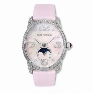 Girard Perregaux Cats Eye Diamond 18kt White Gold Pink Satin Ladies Watch 80490-D53-P963-KK9