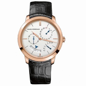 Girard Perregaux GP 1966 Silver Dial 18kt Pink Gold Black Leather Automatic Men's Watch 49538-52-131-BK6A