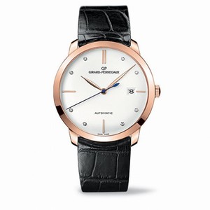Girard Perregaux GP 1966 Silver Dial 18kt Pink Gold Black Leather Men's Watch 49525-52-1A1-BK6A