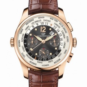Girard Perregaux WW.TC Financial Grey Dial 18kt Pink Gold Leather Men's Watch 49815-52-251-BACA