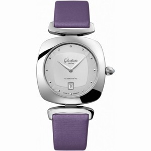 Glashutte Povonina Silver Dial Purple Satin Ladies Watch 1-03-01-15-02-04