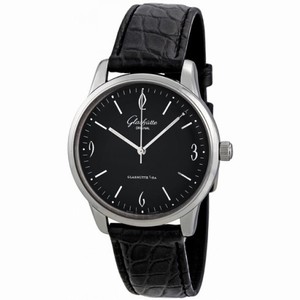 Glashutte Senator Black Dial Black Leather Automatic Men's Watch  39-52-04-02-04