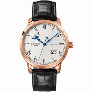 Glashutte Senator Panorama Silver Dial 18K Rose Gold Automatic Men's Watch 10004321504