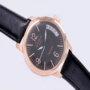 Glashutte Senator Sixties 39-52-02-01-04 Round Midsize Black Cow Leather Strap Watch