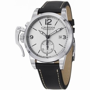 Graham Chronofighter 1695 Automatic Chronograph Silver Dial Black Leather Men's Watch 2CXASS02A