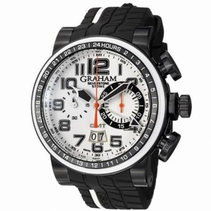 Graham Silverstone Automatic Chronograph White Dial Black Rubber Strap Men's Watch 2BLCDW04A