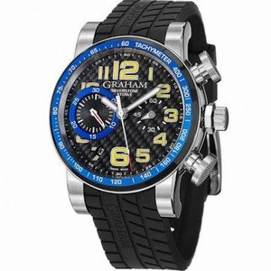 Graham Silverstone Stowe Automatic Chronograph Black Carbon Fiber Dial Black Rubber Men's Watch 2SAACB04A