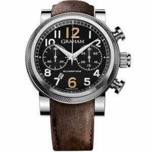 Graham Silverstone Vintage 30 Chronograph Black Dial Brown Leather Men's Watch 2BLFSB36A