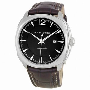 Hamilton Cushion Black Dial Brown Leather Strap Stainless Steel Men's Watch H36515535