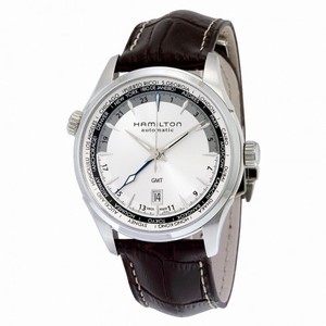 Hamilton Jazzmaster GMT Silver Dial Brown Leather Men's Watch H32605551