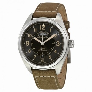 Hamilton Khaki Field Automatic Black Dial Green Leather Men's Watch H70505833