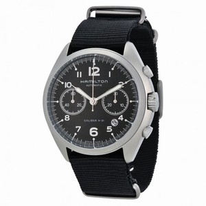 Hamilton Khaki Pilot Pioneer Automatic Chronograph Black Dial Black Canvas Men's Watch H76456435