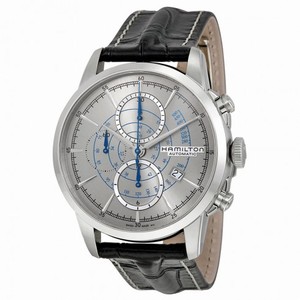 Hamilton Railroad Chronograph Automatic Silver Grey Dial Black Leather Men's Watch H40656781