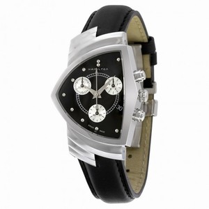 Hamilton Ventura Chrono Black Dial  Black Strap Men's Watch H24412732