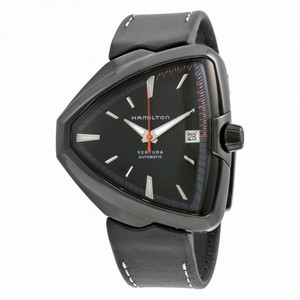 Hamilton Ventura Elvis80 Automatic Black Dial Black Leather Men's Watch H24585731