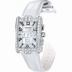 Harry Winston Avenue C Chrono Mother of Pearl Dial 18kt White Gold Diamond Alligator Leather Men's Watch AVCACH32WW006
