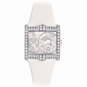 Harry Winston Avnue C Squared A2 Mother of Pearl Dial 18kt White Gold Diamond Satin Ladies Watch AVSQTZ38WW009