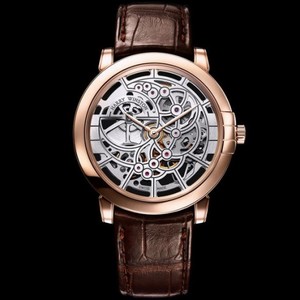 Harry Winston Midnight Automaric Skeletal Dial Leather Men's Watch MIDAHM42RR001