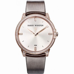 Harry Winston Midnight Champagne Sunray Dial 18kt Rose Gold Diamond Satin Men's Watch MIDQHM39RR002