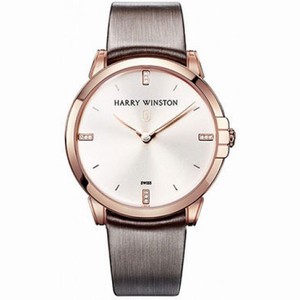 Harry Winston Midnight Champagne Sunray Dial 18kt Rose Gold Satin Men's Watch MIDQHM39RR001