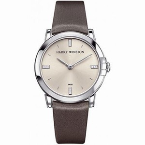 Harry Winston Midnight Silver Dial 18kt White Gold Brown Satin Ladies Watch MIDQHM32WW001