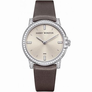 Harry Winston Midnight Silver Dial 18kt White Gold Diamond Satin Ladies Watch MIDQHM32WW002