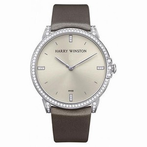 Harry Winston Midnight Silver Dial 18kt White Gold Diamond Stain Men's Watch MIDQHM39WW002