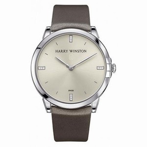 Harry Winston Midnight Silver Dial 18kt White Gold Satin Men's Watch MIDQHM39WW001