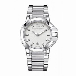Harry Winston Ocean Sport Silver Diamond Dial Zalium Ladies Watch OCSQHD36ZZ004