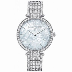 Harry Winston Premiere Beaded Mother of Pearl Dial 18kt White Gold Diamond Ladies Watch PRNQHM36WW003