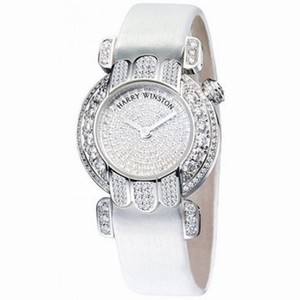 Harry Winston Premiere Bijou Diamond Pave Dial 18kt White Gold Satin Ladies Watch PREQHM27WW084